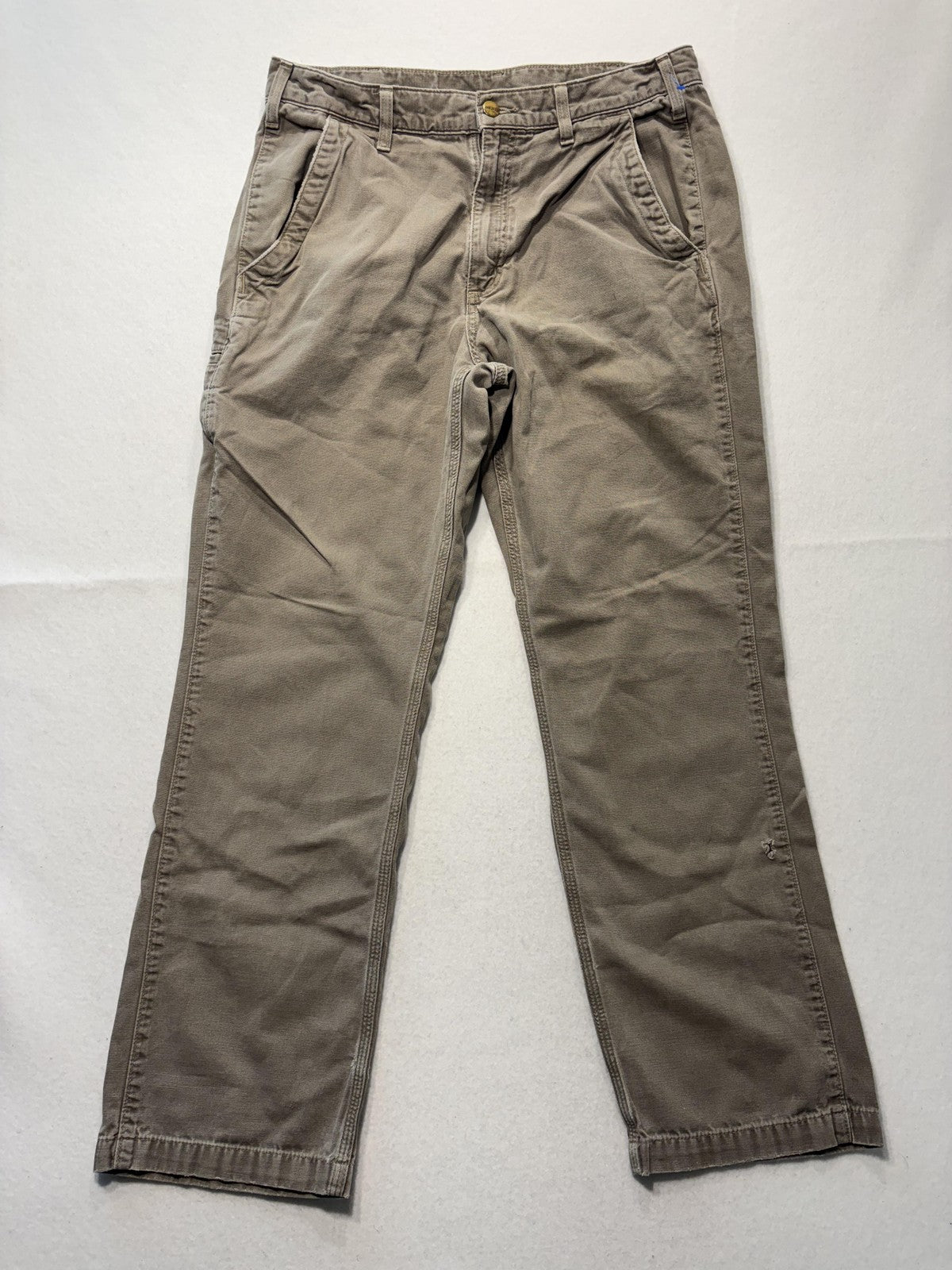 Carhartt Carpenter Pants Mens 34x32 Beige Relaxed Fit Canvas Workwear Casual