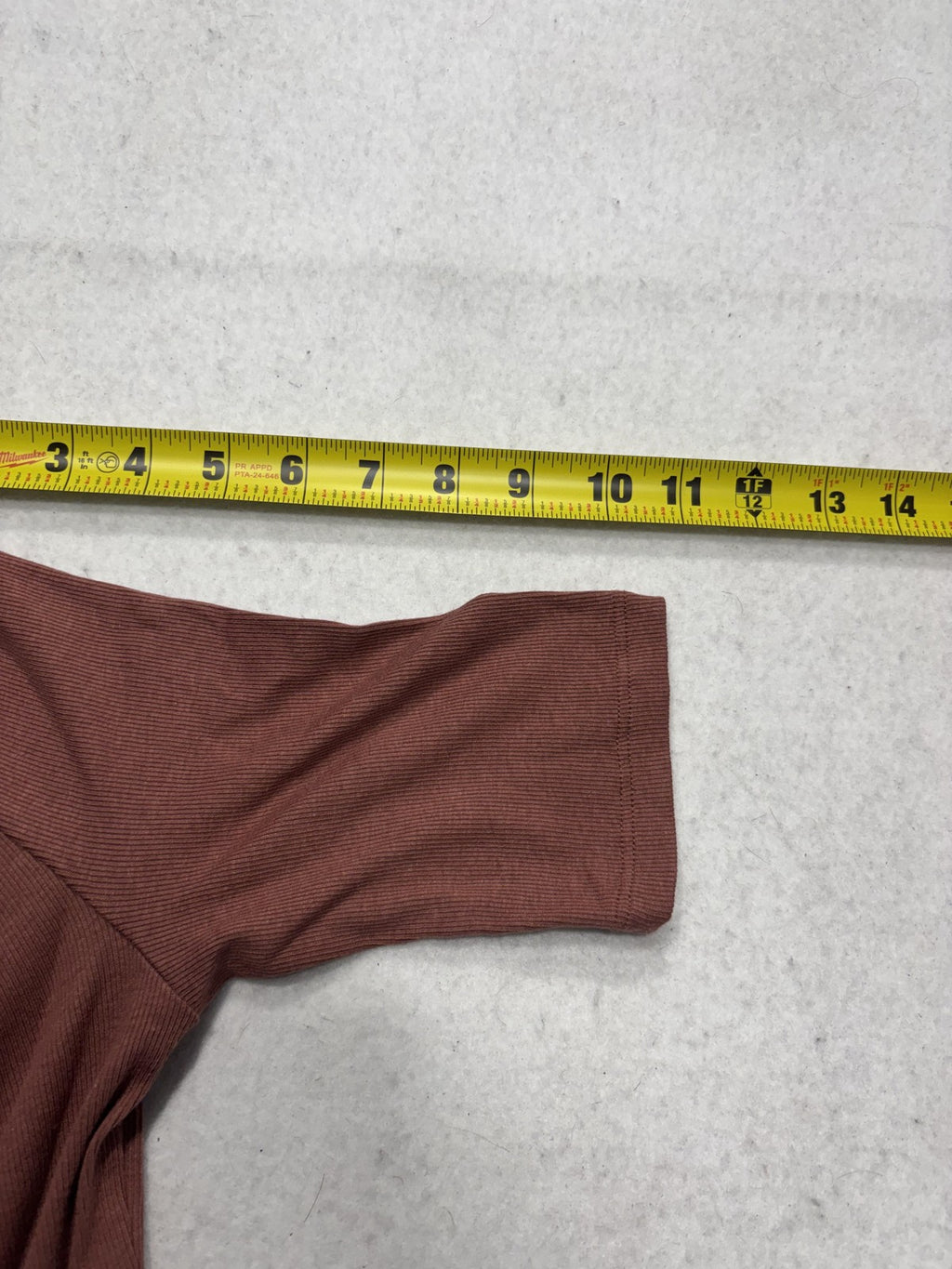 A New Day Shirt Womens Small Brown Mock Neck Short Sleeve Ribbed Knit Tee Casual