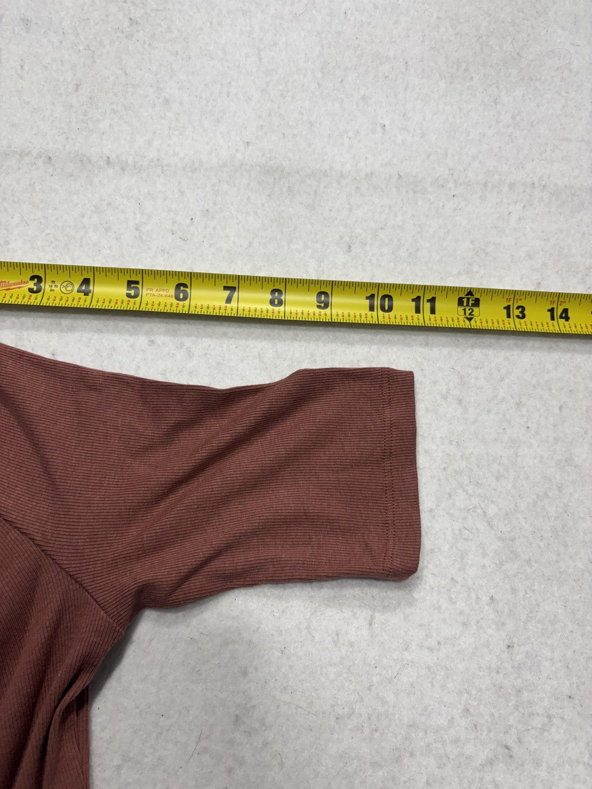 A New Day Shirt Womens Small Brown Mock Neck Short Sleeve Ribbed Knit Tee Casual