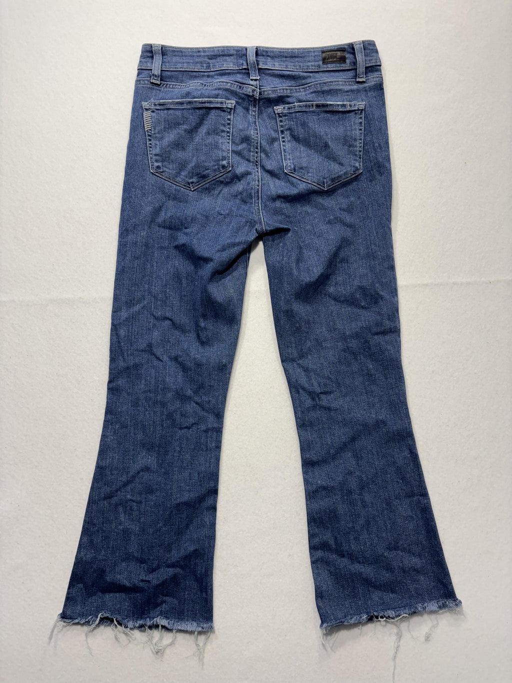 Paige Rory Crop Flare Jeans Womens 28 Blue Medium Wash Raw Hem 28x26 Stretch