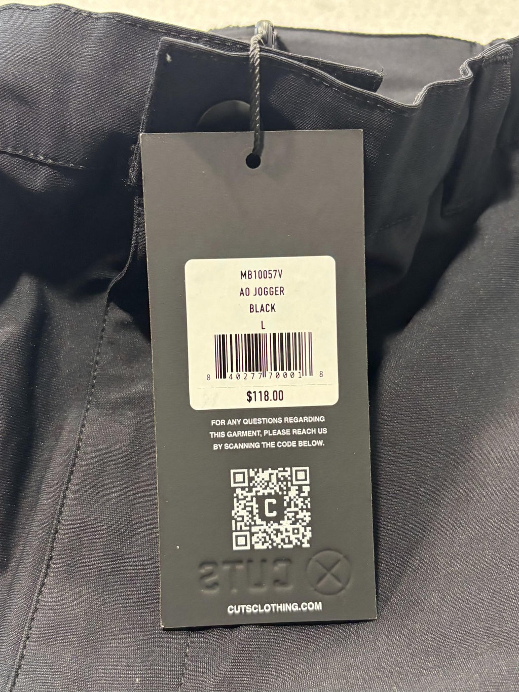 Cuts AO Jogger Pants Mens Large Black Elastic Waist Slim Tapered Stretch Casual