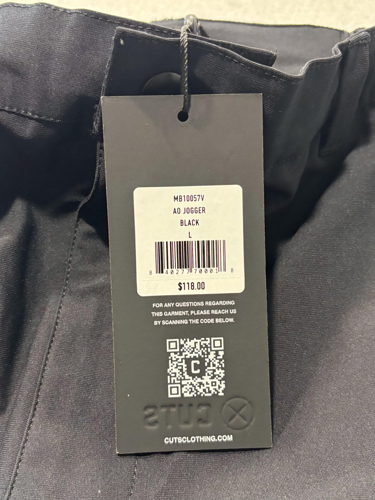 Cuts AO Jogger Pants Mens Large Black Elastic Waist Slim Tapered Stretch Casual