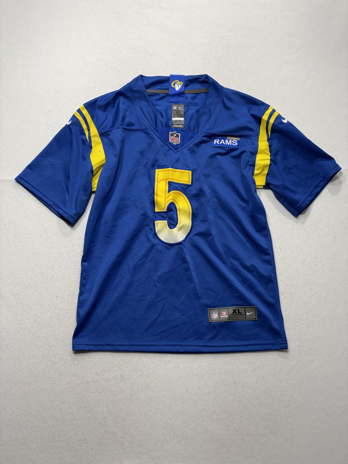 Los Angeles Rams Jersey Boys XL Blue NFL Football Nike Jalen Ramsey 5 On Field