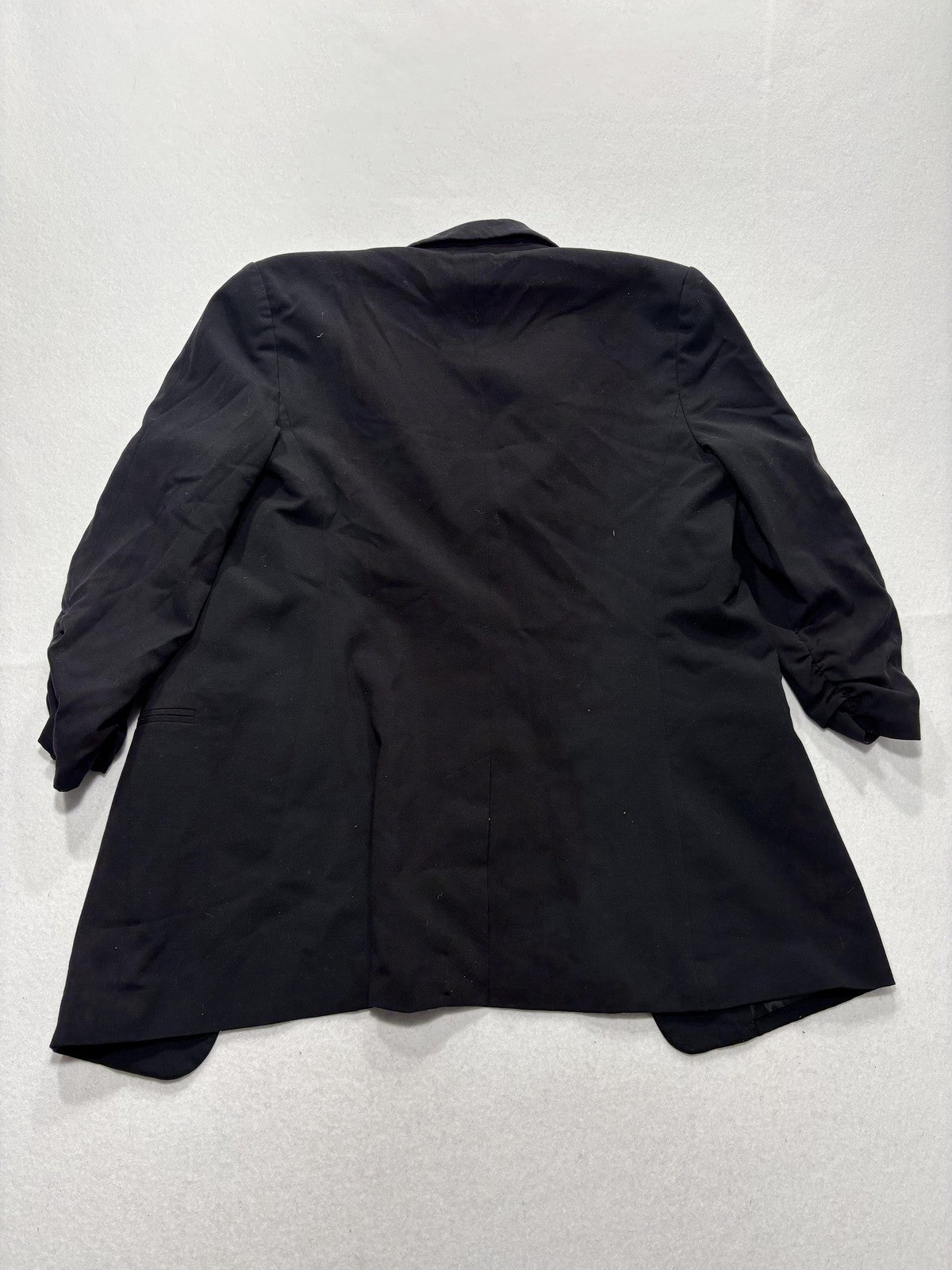 MICHAEL Michael Kors Blazer Womens 8 Black Long One Button Ruched Sleeve Stretch