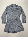 MICHAEL Michael Kors Romper Womens Large Blue Floral Long Sleeve Button Front