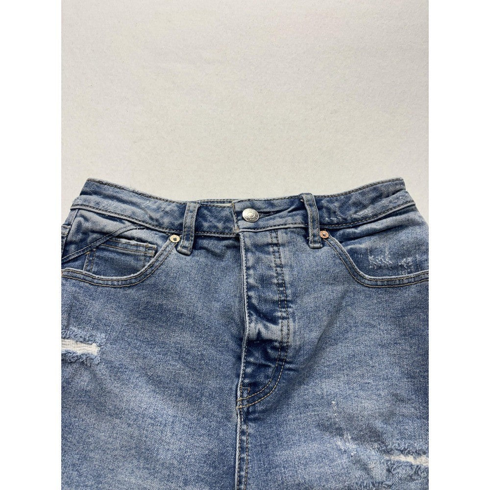 We The Free Shorts Womens 26 Blue Distressed Cut Off Raw Hem Denim Summer