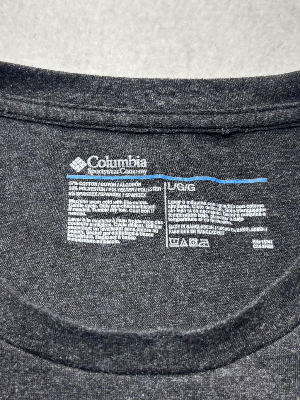 Columbia Shirt Mens Large Gray Stretch Crew Neck Short Sleeve Logo Tee Casual