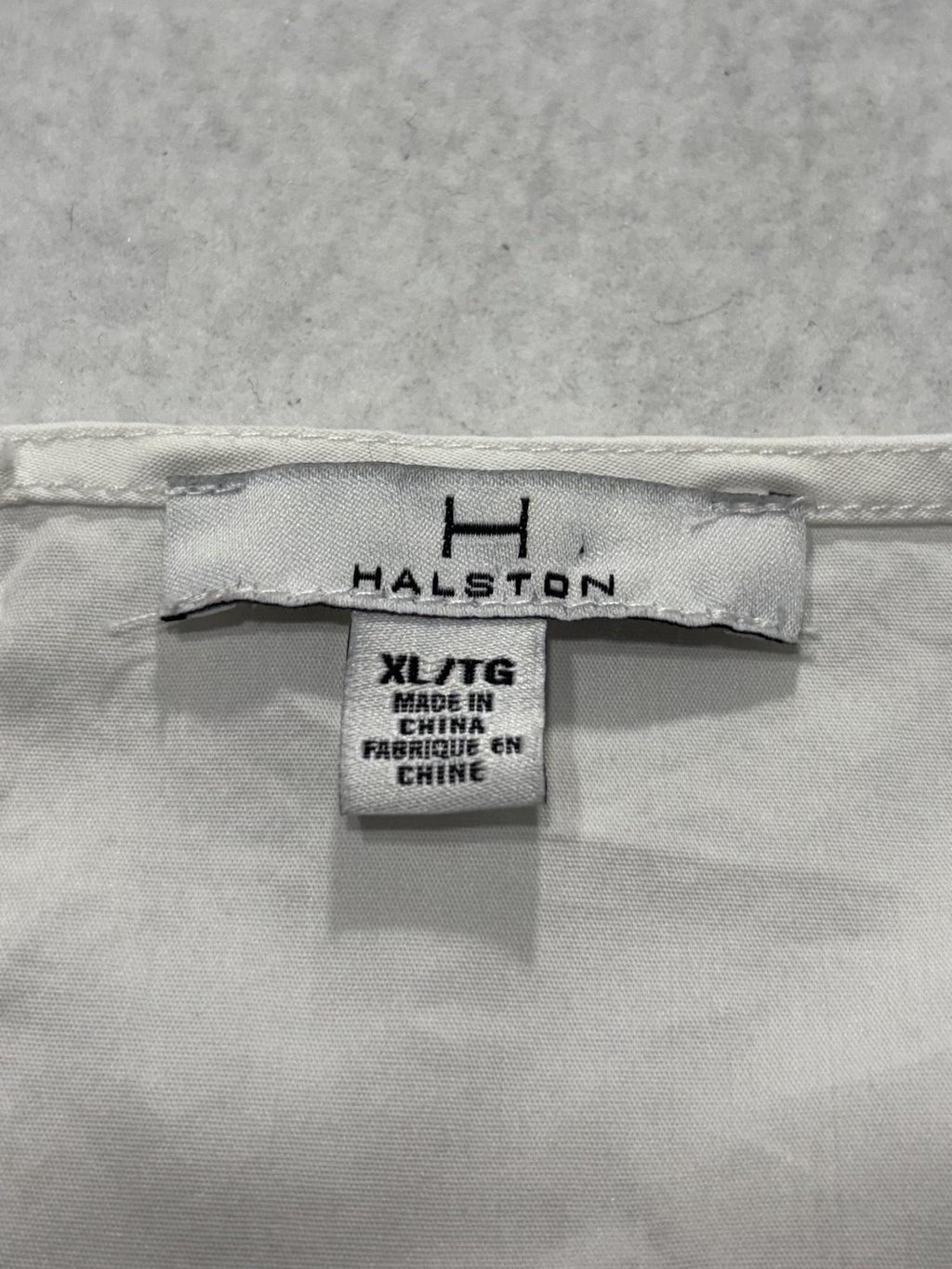 Halston Blouse Womens XL White Scoop Neck 3/4 Ruffle Bell Sleeve Zip Back Top