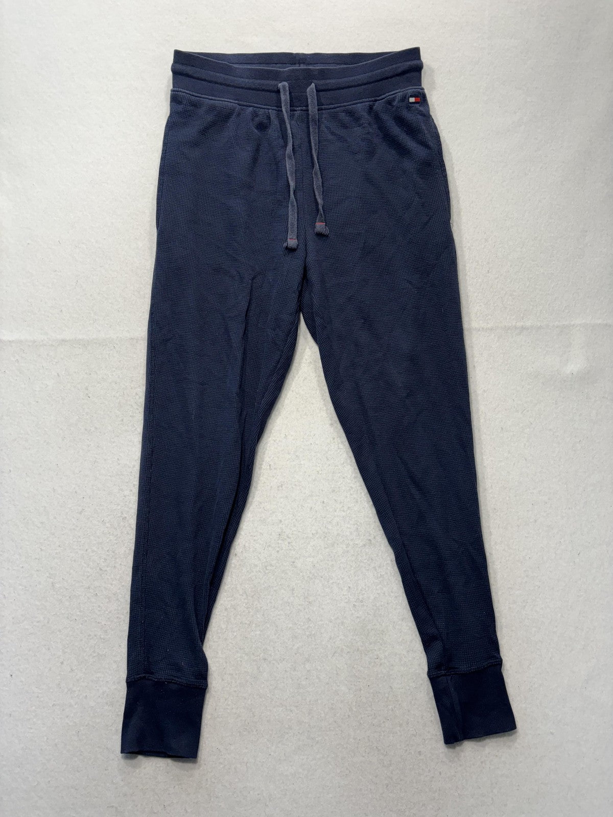 Tommy Hilfiger Lounge Pants Mens Small Blue Thermal Waffle Jogger Cuffed Logo