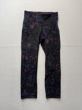 Lululemon Leggings Womens 4 Black Floral High Rise Pocket Ankle Stretch Athletic
