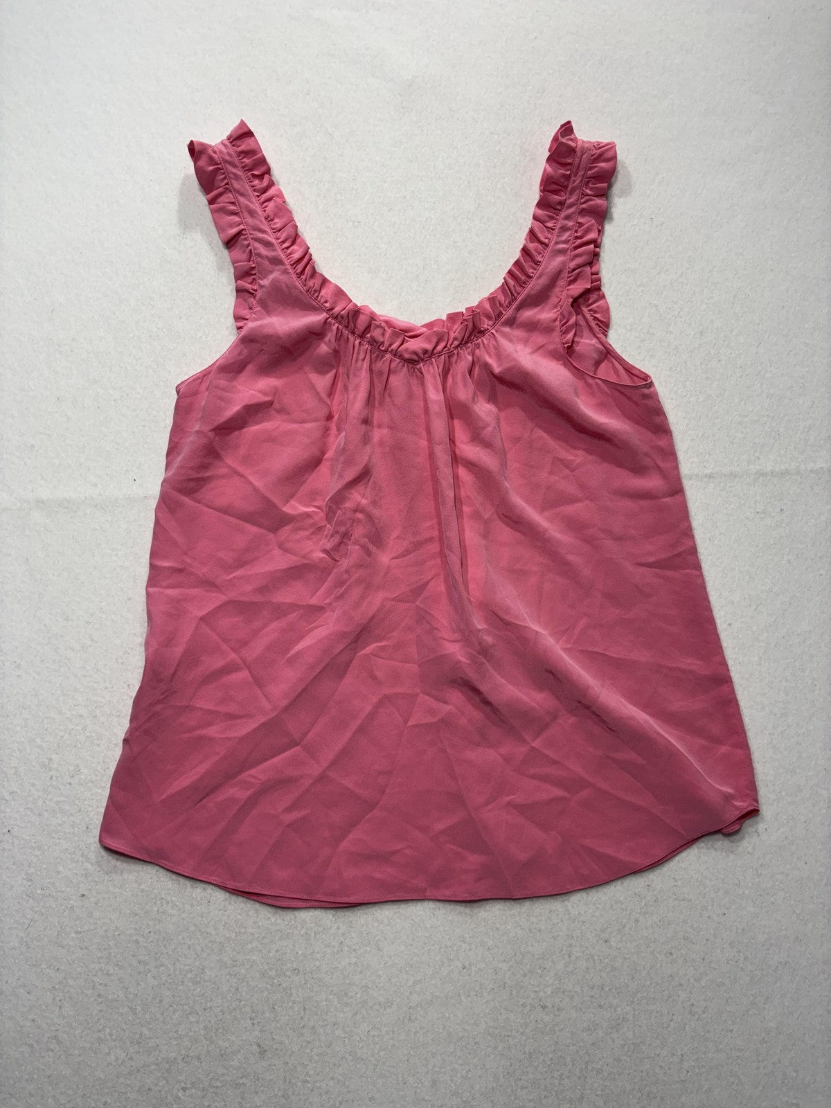 Rebecca Taylor Tank Womens 8 Pink Silk Scoop Neck Ruffle Chiffon Sleeveless Top