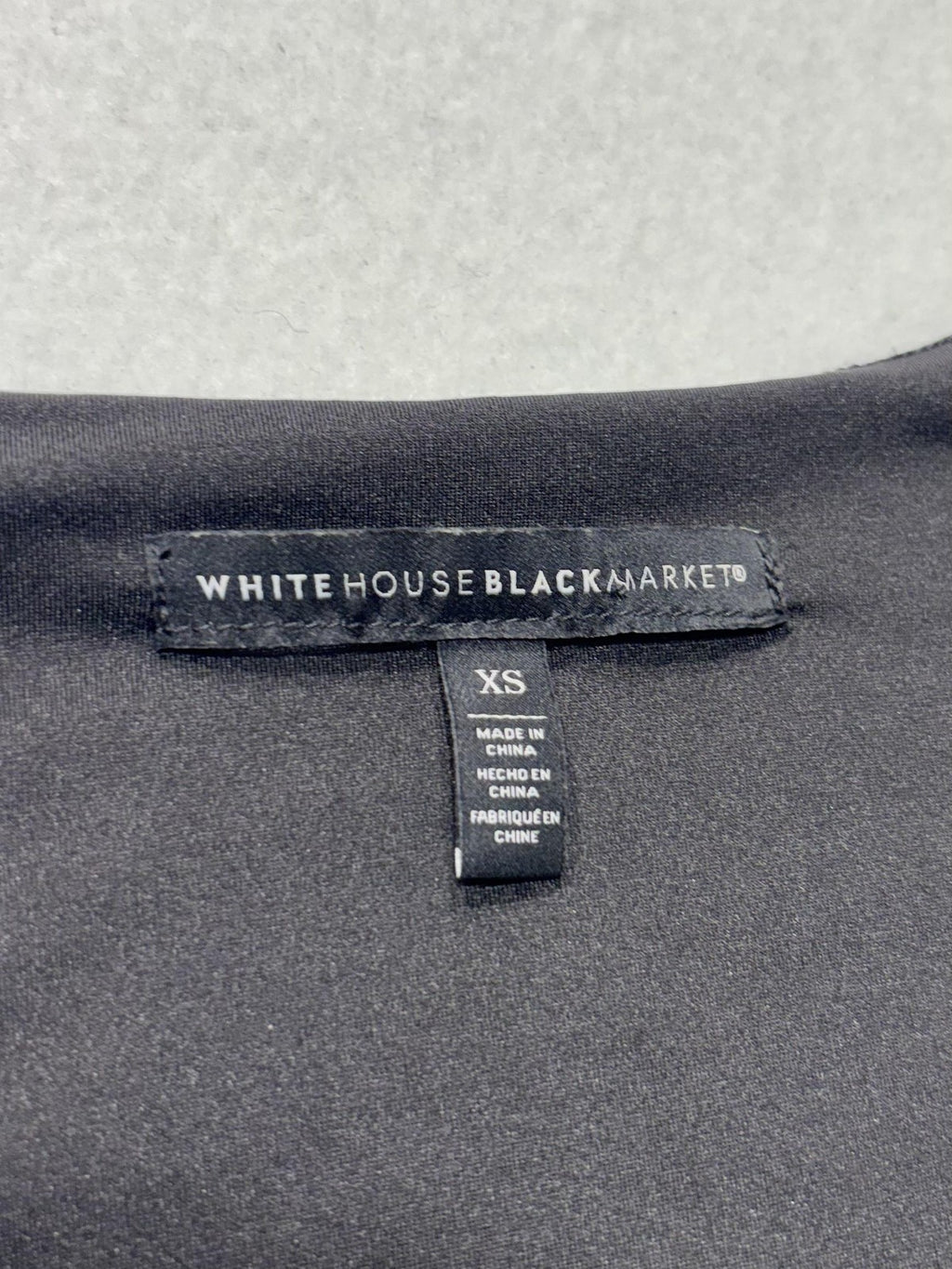 White House Black Market Shirt Womens XS Black Deep V Neck Long Sleeve Jersey