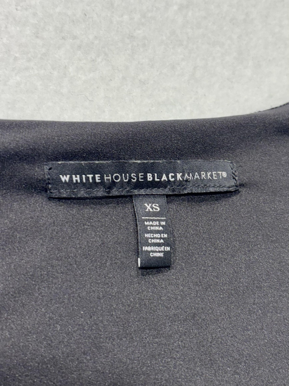 White House Black Market Shirt Womens XS Black Deep V Neck Long Sleeve Jersey