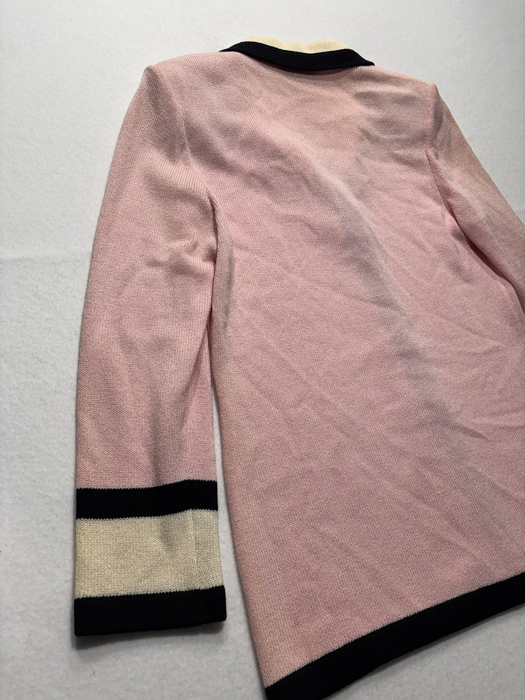 St. John Sweater Womens 6 Pink Collared Button Front Long Knit Cardigan