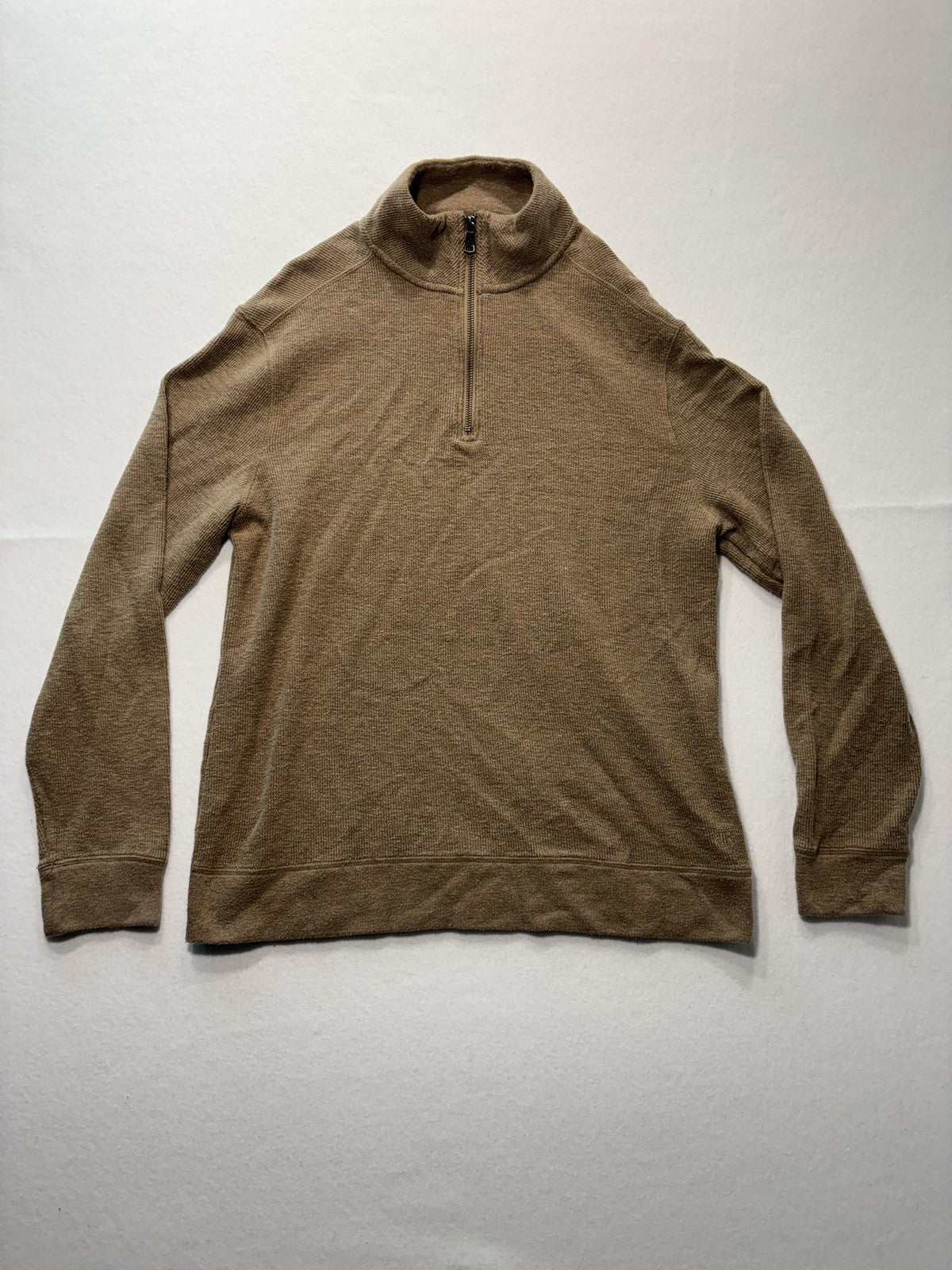 Banana Republic Sweater Mens Medium Brown Waffle Knit 1/4 Zip Mock Neck Pullover