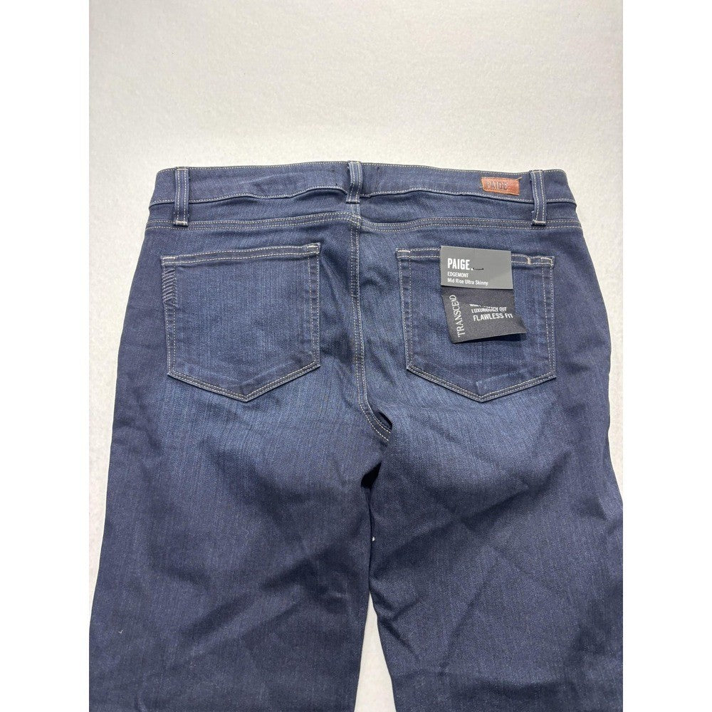 Paige Edgemont Jeans Womens 31 Blue Dark Wash Mid Rise Ultra Skinny 31x29.5 Zips