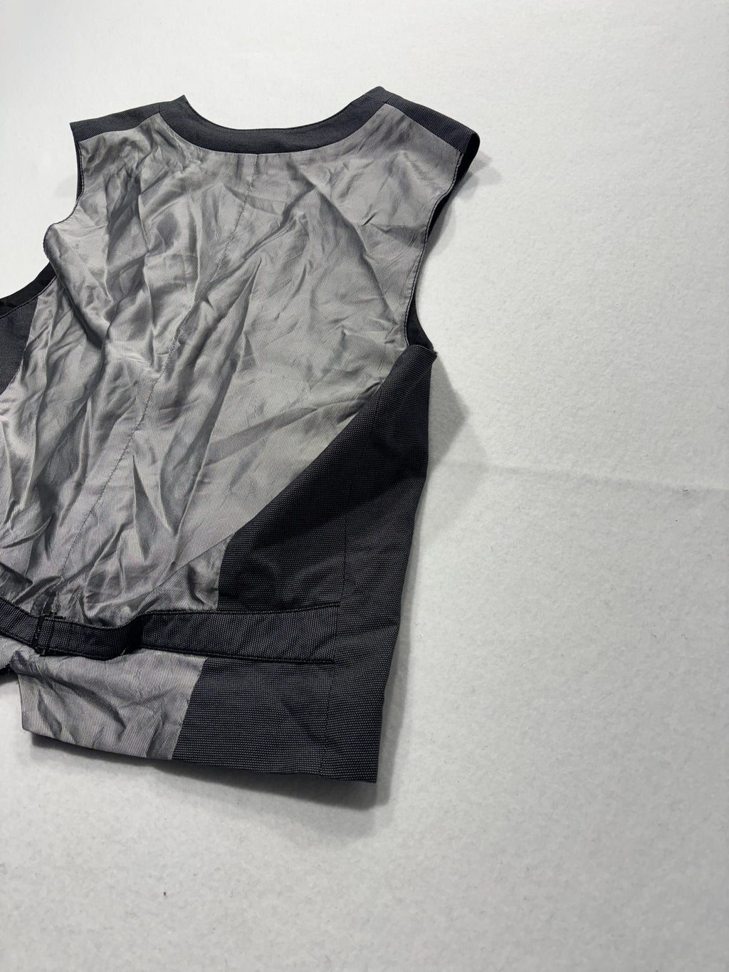 Armani Exchange Suit Vest Mens Large Gray Geometric Belted Back Formal 3 Piece