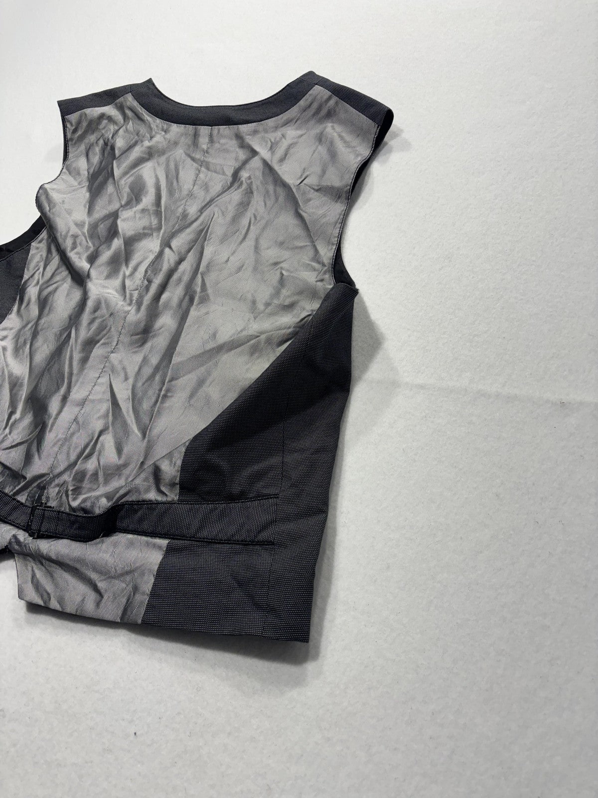 Armani Exchange Suit Vest Mens Large Gray Geometric Belted Back Formal 3 Piece