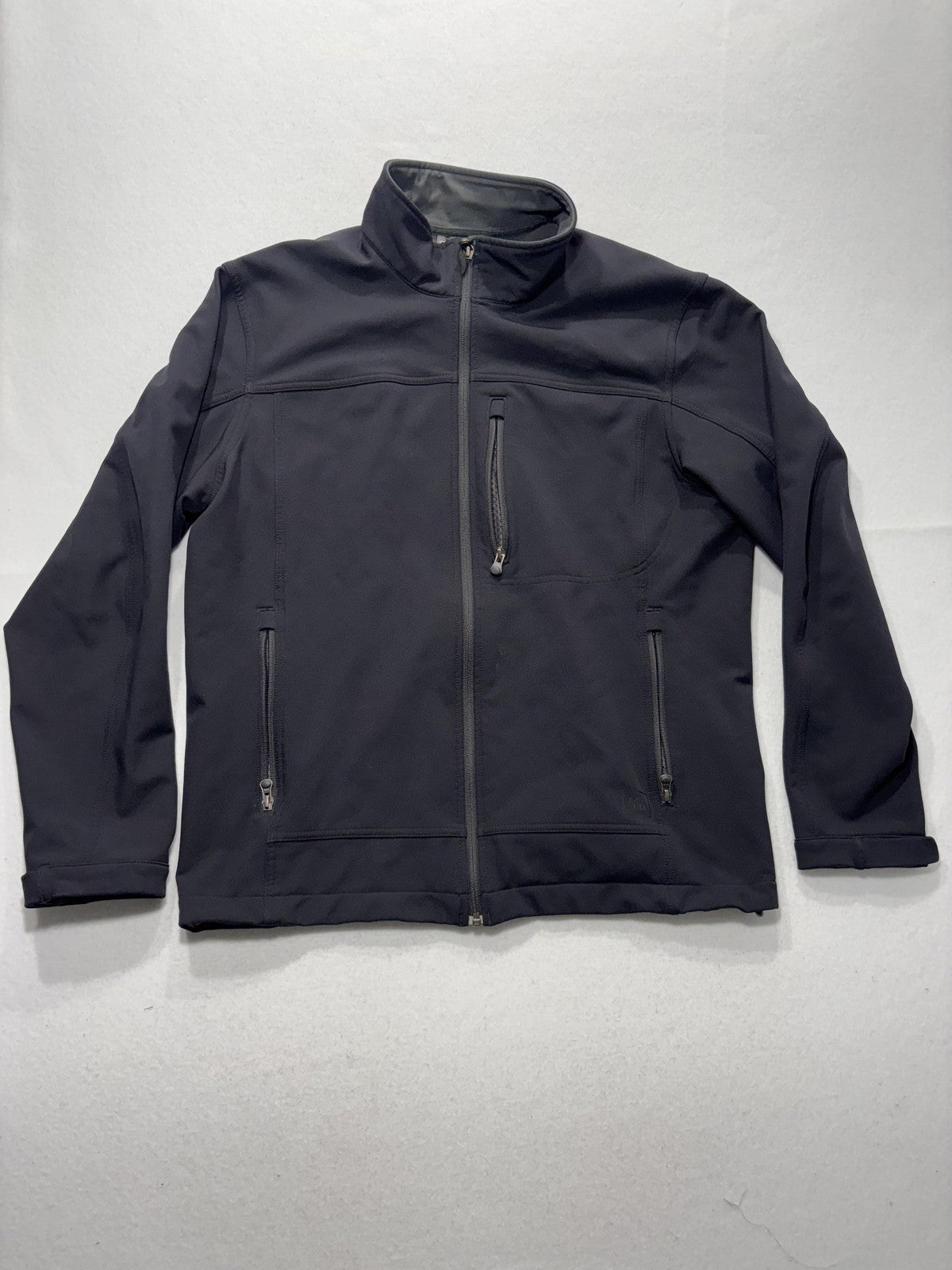 REI Softshell Jacket Mens Medium Black Full Zip Stand Collar Hiking Outdoor