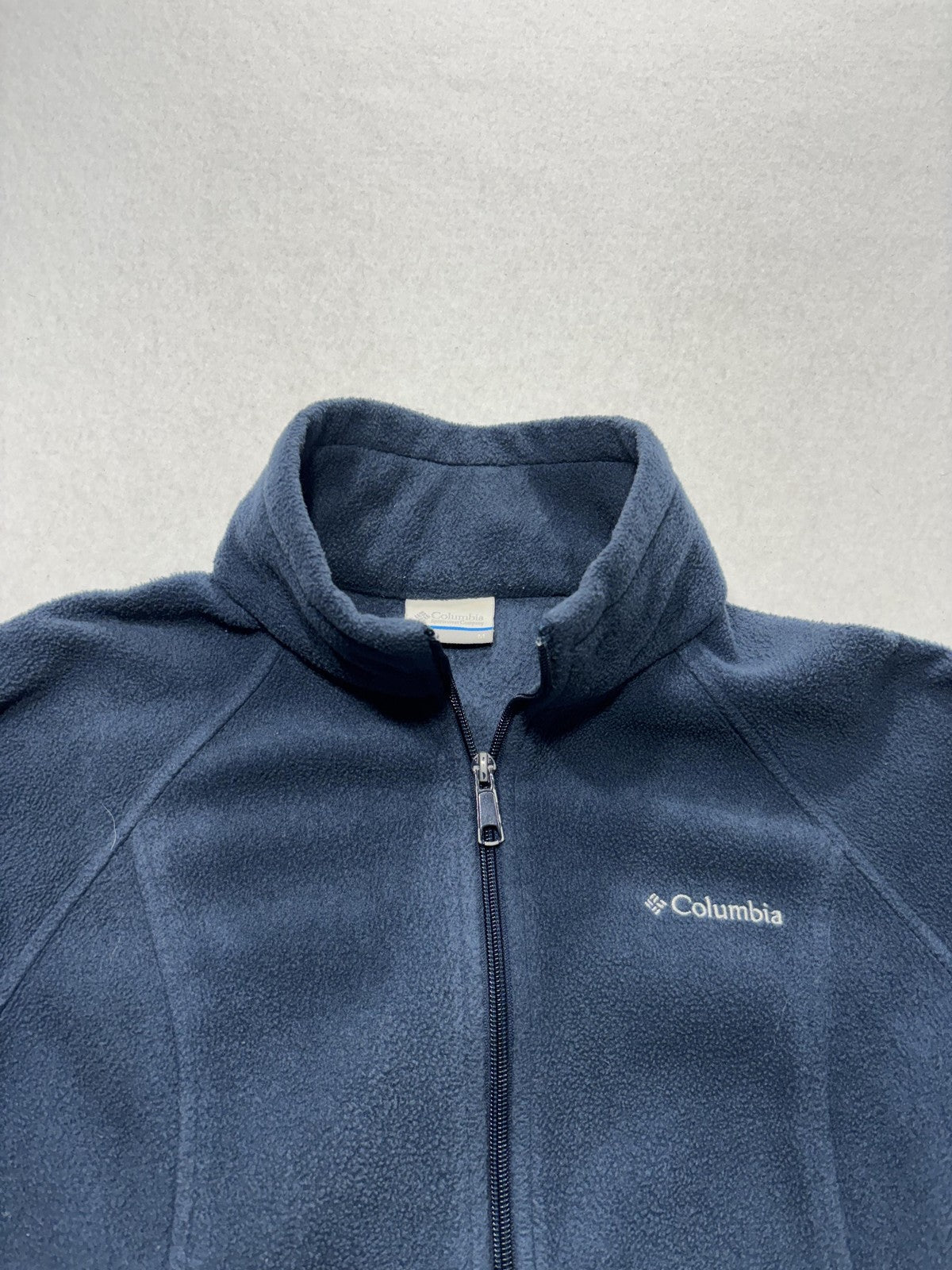 Columbia Jacket Womens M Blue Fleece Full Zip Stand Collar Pockets Outdoor