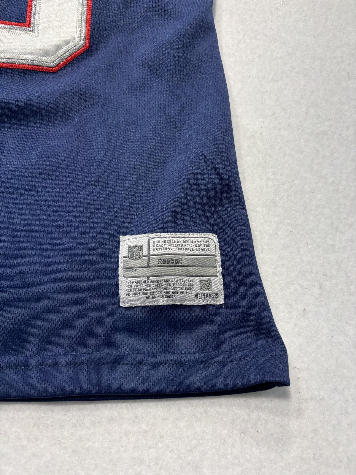 New England Patriots Jersey Womens Large Blue NFL Football Reebok Welker 83