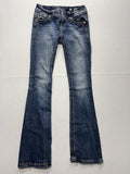 Miss Me Jeans Womens 27 Blue Signature Bootcut Low Rise Embellished 28x33