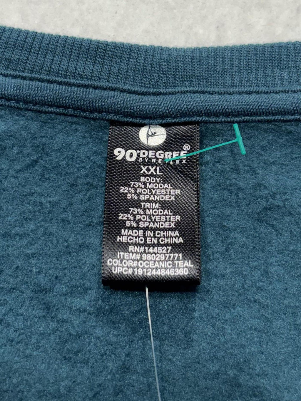 90 Degree By Reflex Tunic Sweatshirt Womens XXL Oceanic Teal Blue Fleece QB3910