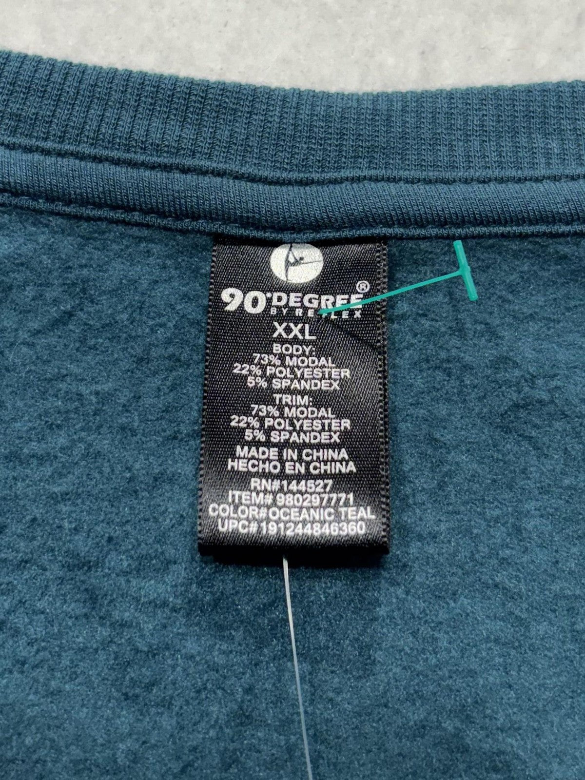 90 Degree By Reflex Tunic Sweatshirt Womens XXL Oceanic Teal Blue Fleece QB3910