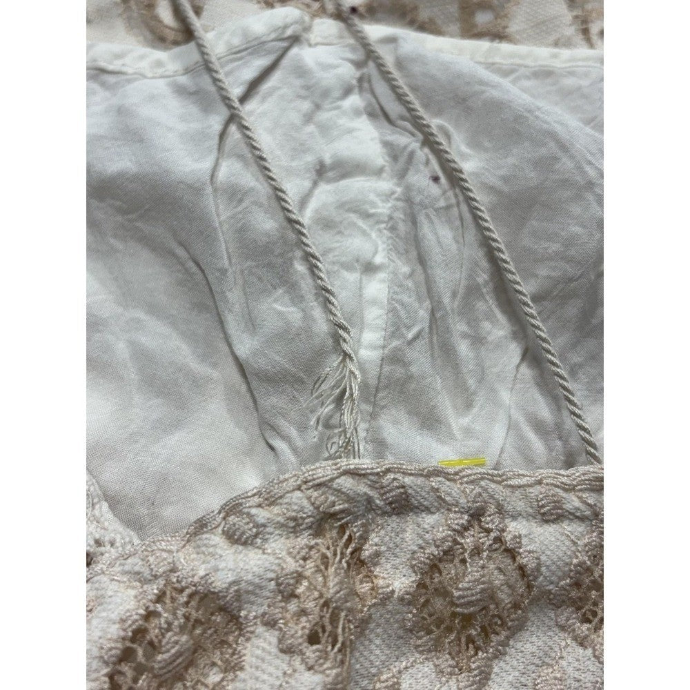 Free People Dress Womens 0 Beige Floral Lace Square Neck Asym Hem Sundress Boho