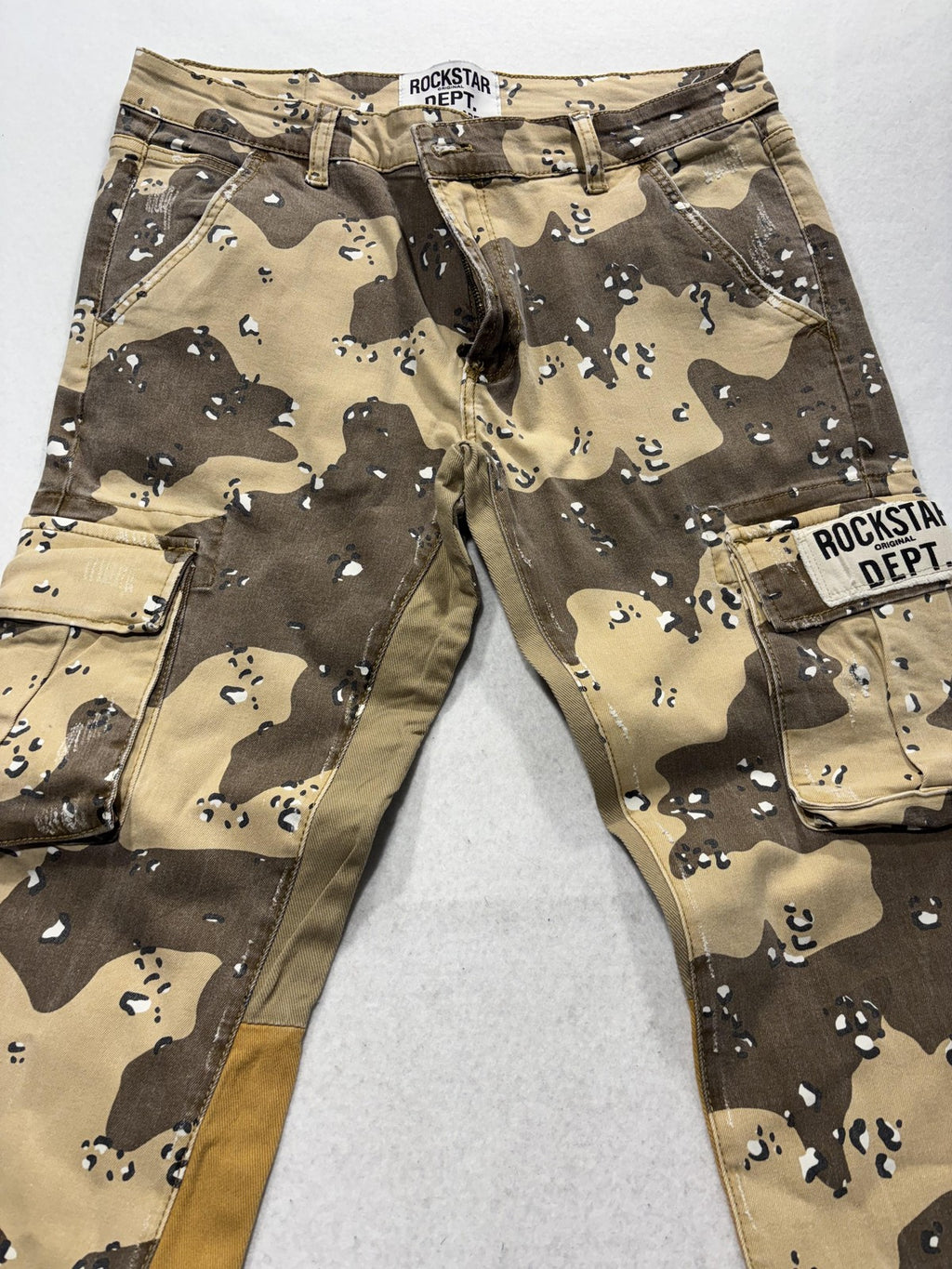 Rockstar Original Black Label Cargo Pants Mens 33x33 Brown Camo Flare Denim