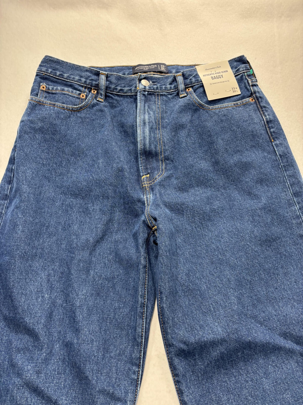 Abercrombie & Fitch Baggy Jeans Mens 33x32 Blue Medium Authentic Rigid Denim
