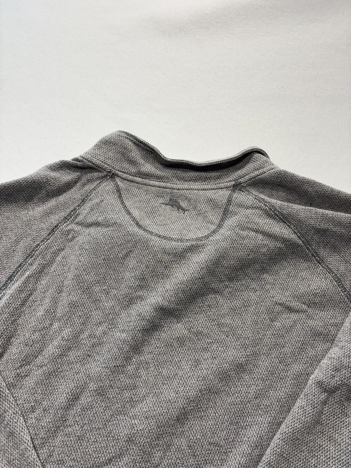 Tommy Bahama Sweater Mens 2XL Gray Mock Neck Snap Placket Knit Pullover Pockets