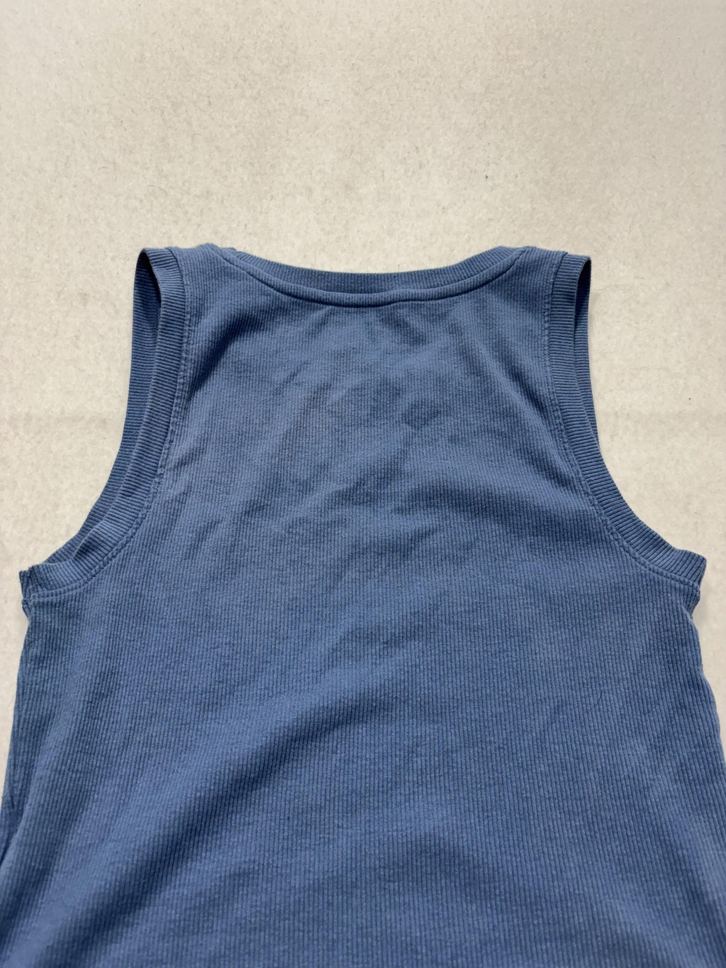 American Eagle Outfitters Tank Womens Medium Blue Crew Neck Ribbed Knit Basic