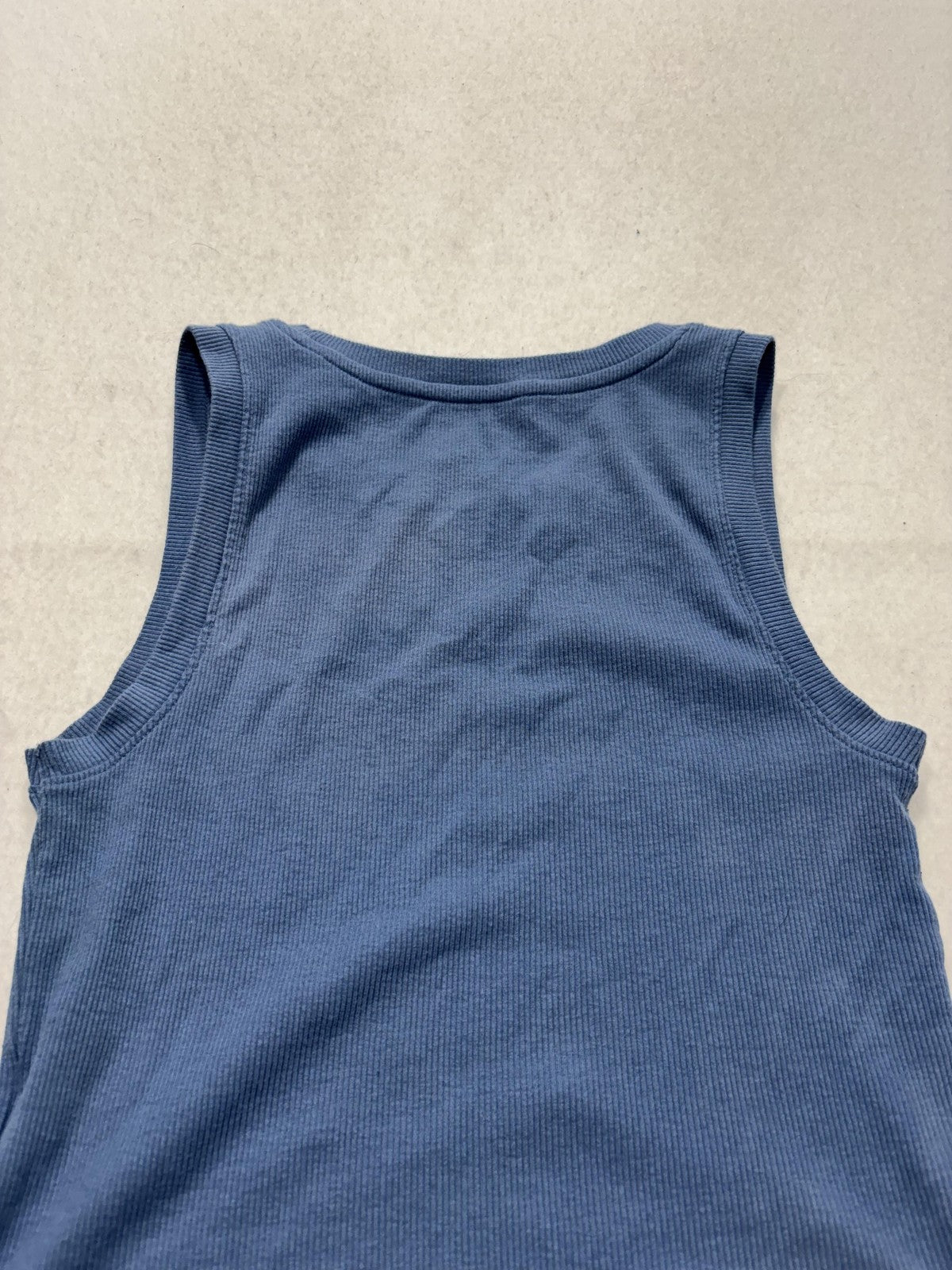 American Eagle Outfitters Tank Womens Medium Blue Crew Neck Ribbed Knit Basic