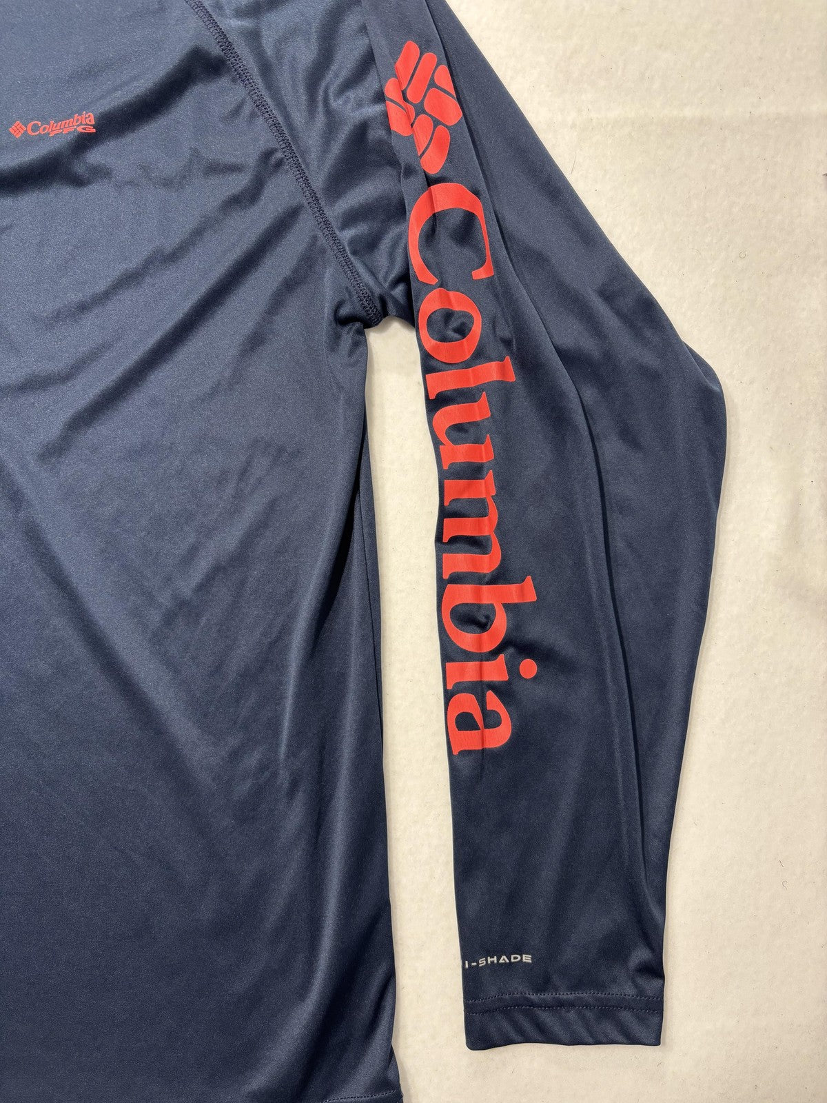 Columbia PFG Omni-Shade Shirt Mens Large Blue Long Sleeve Fishing UV Protection