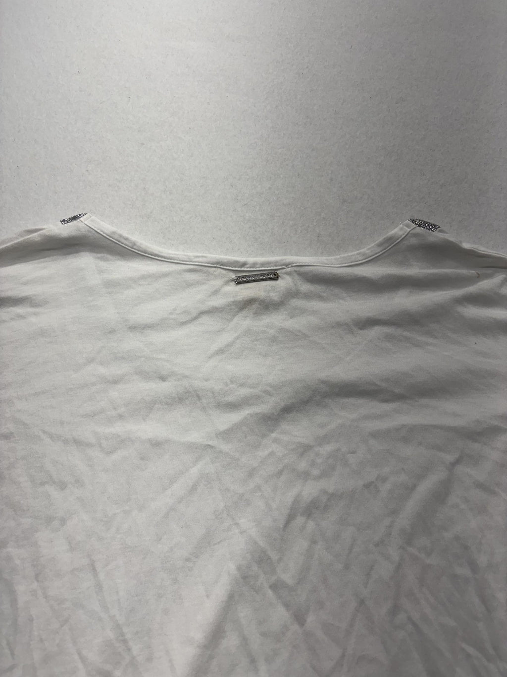 MICHAEL Michael Kors Top Womens Small White Scoop Neck Beaded Long Sleeve Jersey