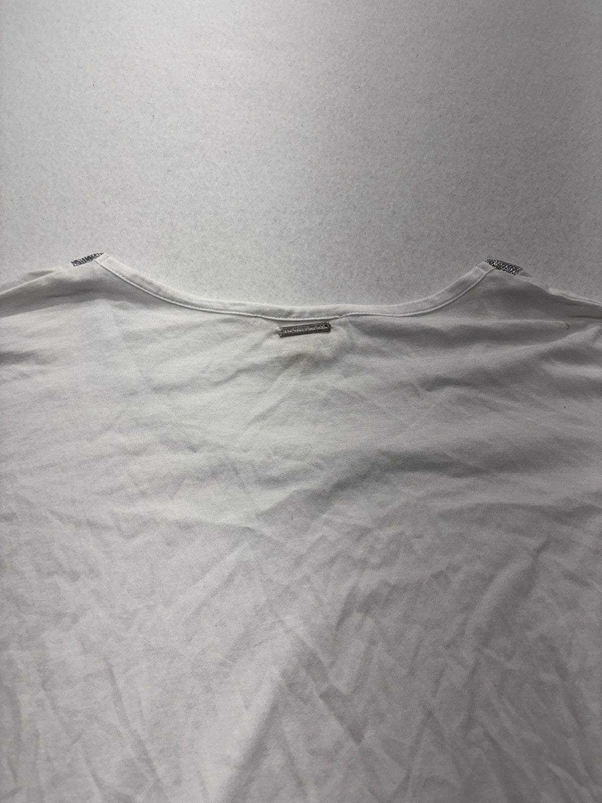 MICHAEL Michael Kors Top Womens Small White Scoop Neck Beaded Long Sleeve Jersey