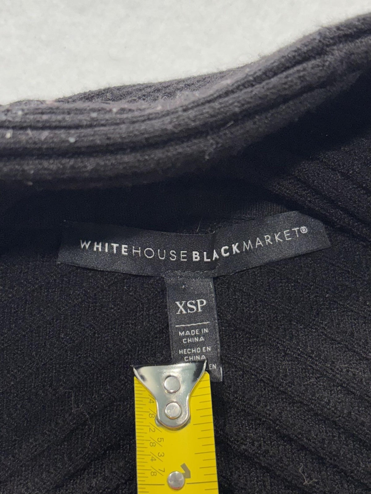 White House Black Market Cardigan Womens XSP Black Rib Knit Open Front Drape Hem