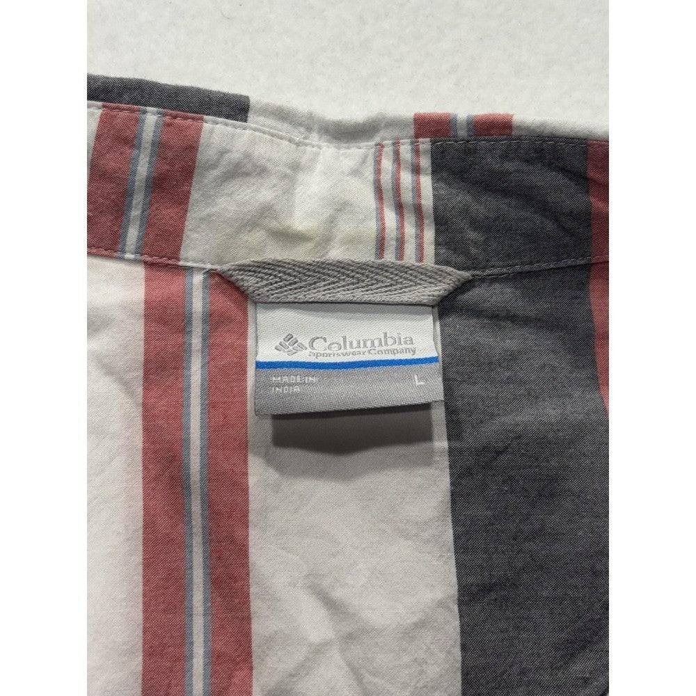 Columbia Shirt Mens Large Multicolor Striped Short Sleeve Button Up Casual
