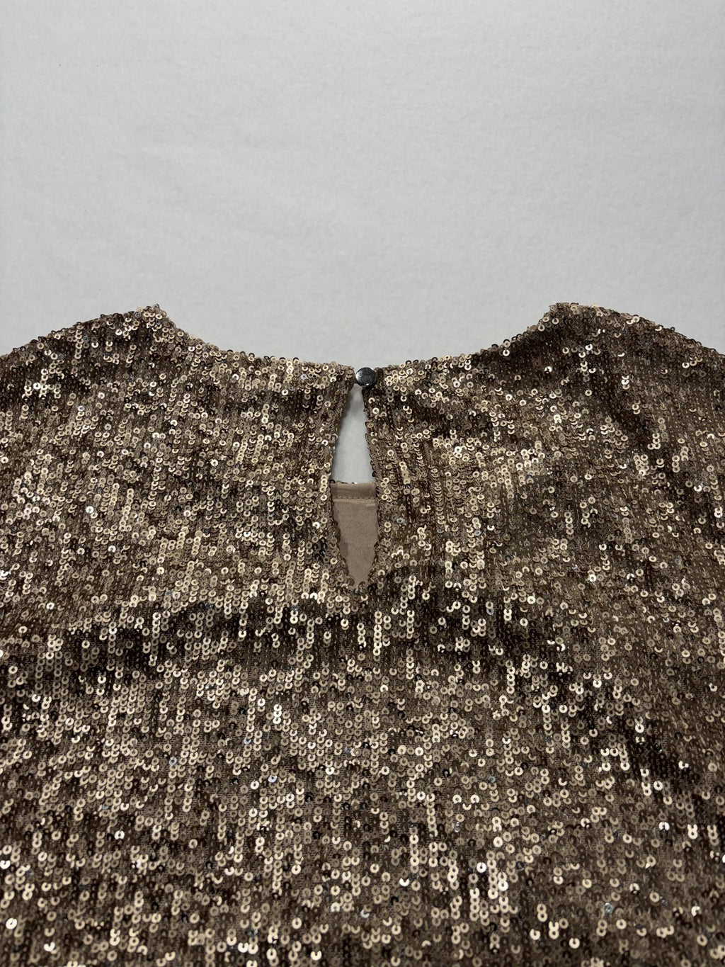 Cable & Gauge Blouse Womens Small Gold Sequin Short Sleeve Party Cocktail Top