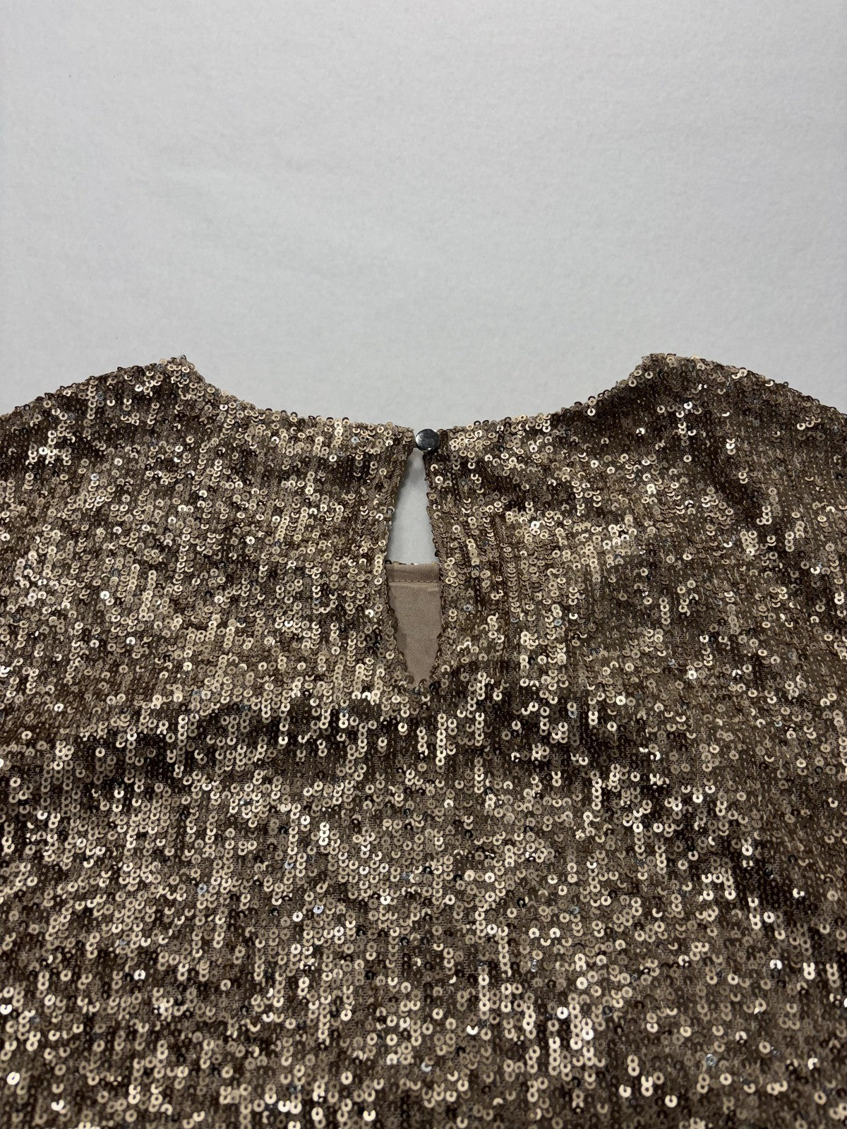 Cable & Gauge Blouse Womens Small Gold Sequin Short Sleeve Party Cocktail Top