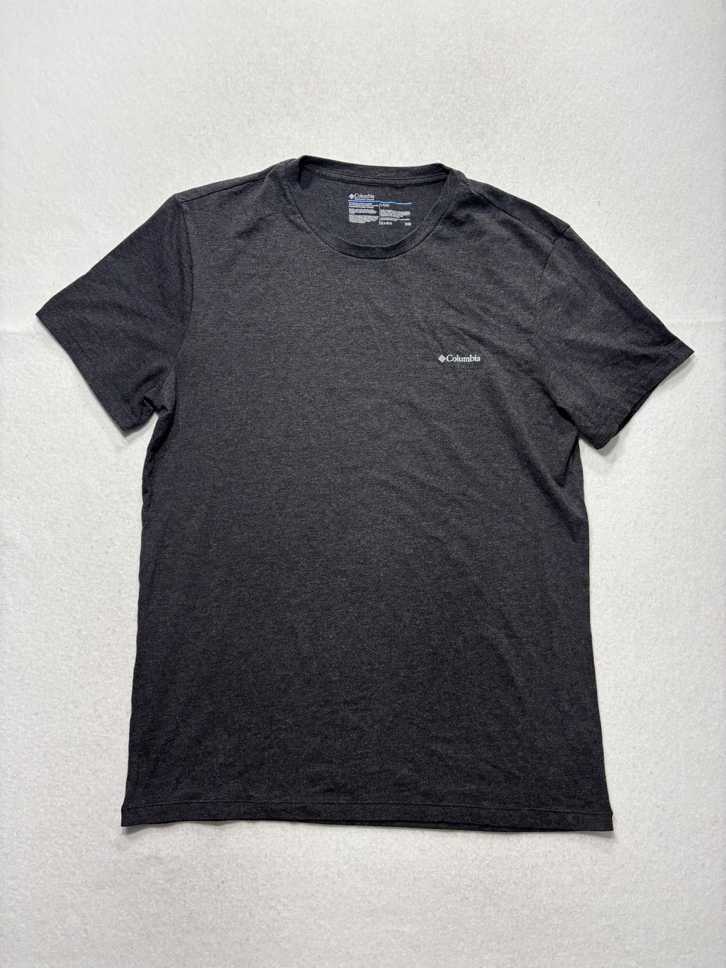 Columbia Shirt Mens Large Gray Stretch Crew Neck Short Sleeve Logo Tee Casual