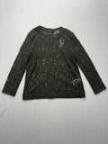 Banana Republic Blouse Womens Medium Green Lace Crew Neck Long Sleeve Sheer Top