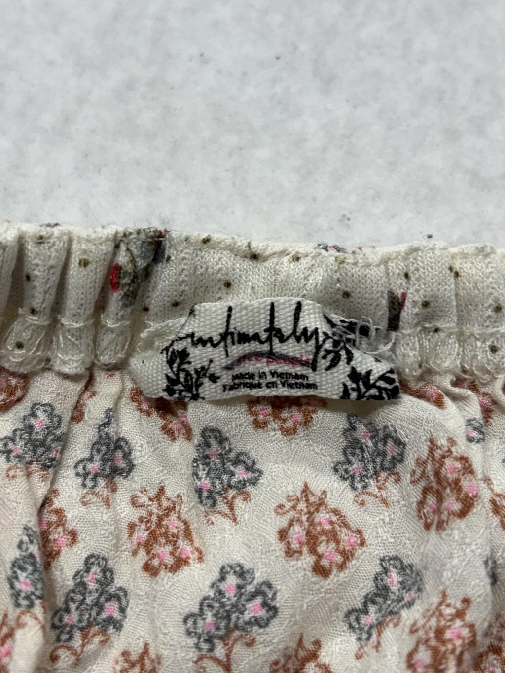 Intimately Free People White Floral Ruffle Peplum Blouse Womens Small OB801770