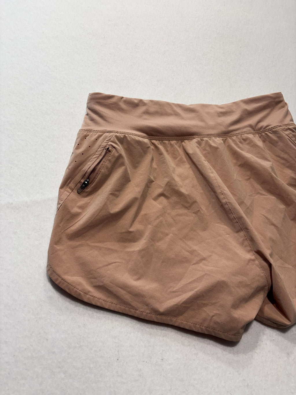 Nike Running Shorts Womens Medium Brown Dri-FIT Lined Zip Pocket Lightweight
