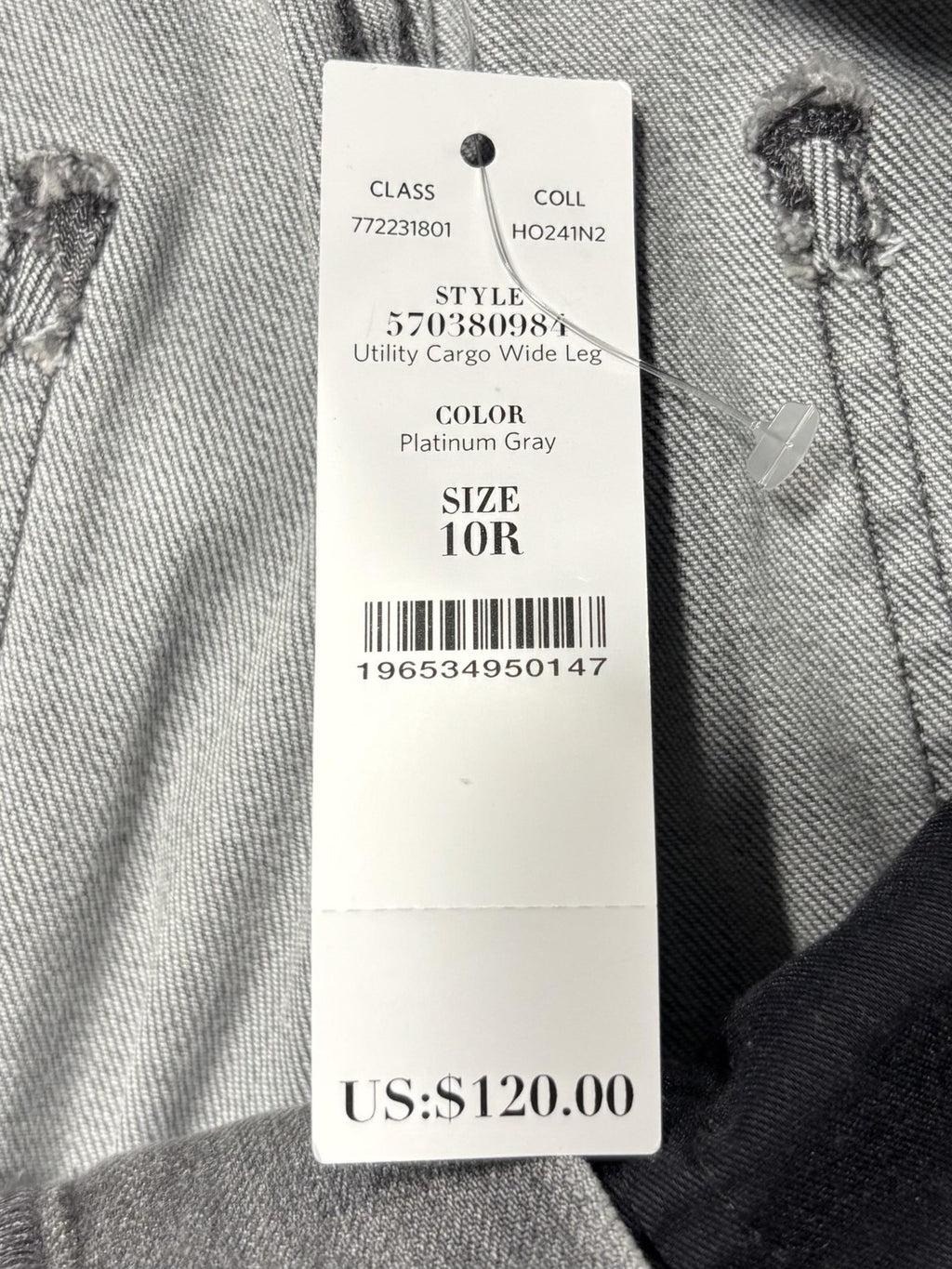 White House Black Market Utility Cargo Jeans Womens 10R Gray High Rise Wide Leg