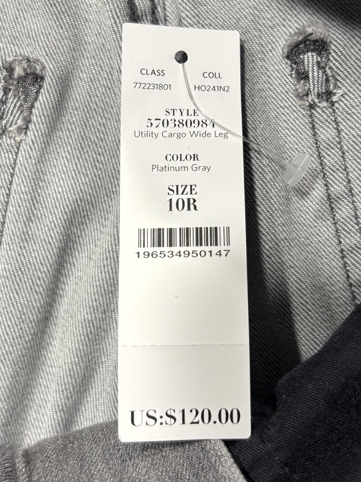 White House Black Market Utility Cargo Jeans Womens 10R Gray High Rise Wide Leg
