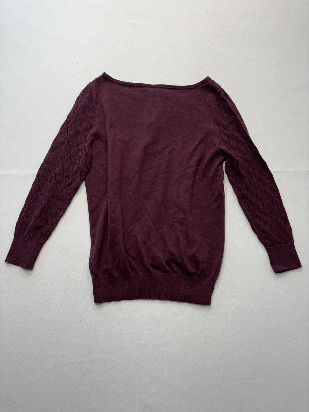 LOFT Sweater Womens Small Purple Boat Neck Diamond Knit Sleeve Pullover Top