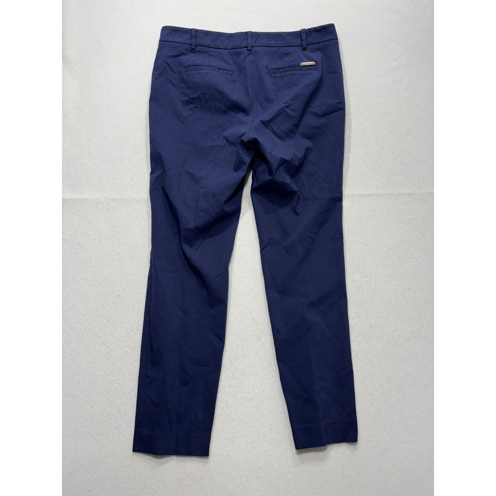 MICHAEL Michael Kors Dress Pants Womens 8 Blue Twill Slim Stretch Flat Front