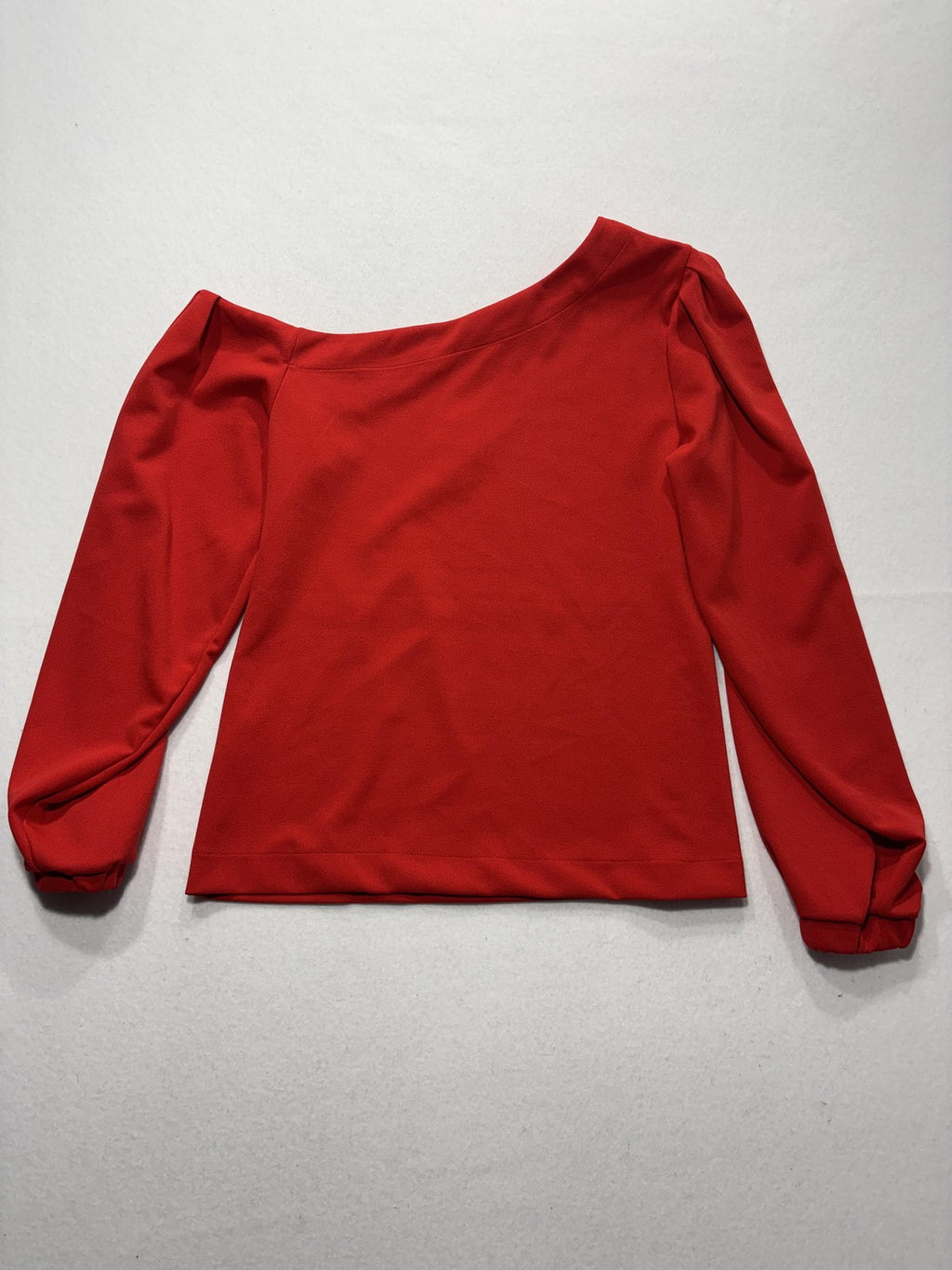 Banana Republic Blouse Womens S Red One Shoulder Long Sleeve Stretch Top Party
